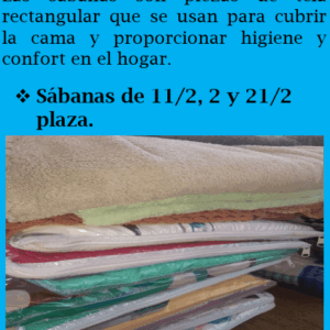Sábanas de 11/2, 2 y 21/2 Plazas.