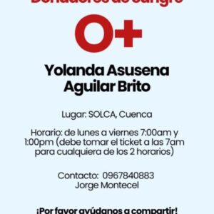 Se nesecita donantes de sangre en Solca de la ciudad de Cuenca